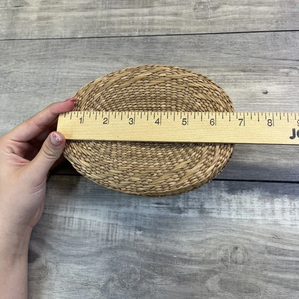 Sweet Grass Woven Basket with Lid 6x5x3x Vintage Primitive Natural Material